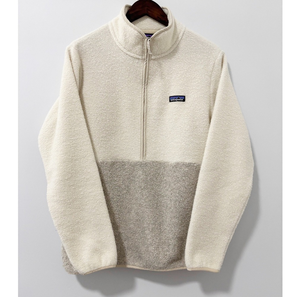 Patagonia Reclaimed Fleece Pullover Womens Large Cream Colorblock Quarter Zip